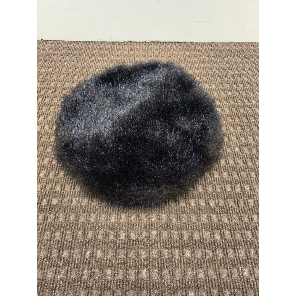 Vintage Feature Fashions Black Faux Fur Beret Hat 1950s 1960s Union Made